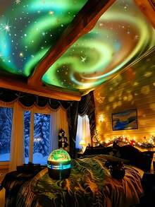 1个极光投影夜灯 - 彩色星空灯光效果，带遥控器，波纹设计，适合卧室和家庭影院装饰，USB供电，是圣诞节、情人节的理想礼物，也是卧室氛围照明的理想选择。 - 多色光 - 查看 7