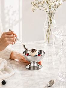 1 chiếc bát tráng miệng bằng thép không gỉ, đĩa trái cây, bát kem, bát pudding, khay bạc, thiết kế tối giản cao cấp, phù hợp cho nhà hàng, đám cưới, tiệc tùng, lễ kỷ niệm và sử dụng hàng ngày. - Bạc - Xem 8