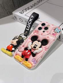This Disney Mickey Mouse Lanyard Phone Case Is Fully Covered In TPU Material. It's Shockproof, Lightweight, And Compatible With IPhone17/16/11/13/15/15 Plus/15 Pro/15 Pro Max/12/14 Pro Max/11 Pro Max/12 Pro/12 Pro Max/13. This Phone Case Makes A Popular Birthday Gift Or Business Gift; It's Durable, Stain- And Fingerprint Resistant, And Suitable For Both Men And Women. The Set Also Includes A Mickey Mouse Phone Case And A Mickey Mouse Plush Bracelet. It's A Perfect Gift For Friends And Family. This Stylish Phone Case Is Fun, Lightweight, And Durable. IPhone17 Pro Max Phone Case, Minnie Mouse Phone Case. - trắng - Xem 6