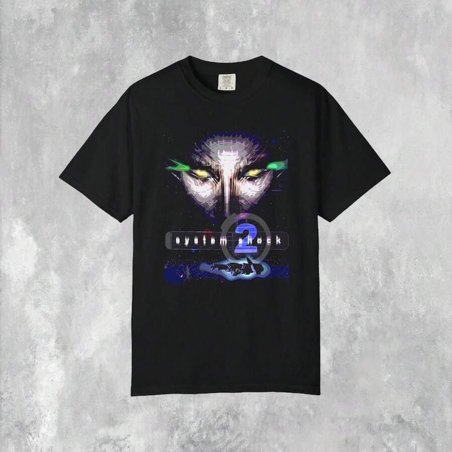Camiseta de System Shock | Camiseta Unisex con Diseño Gráfico Retro de Videojuegos Vintage - Negro - Ver 1