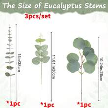 3/15/30pcs 14.96 Inch Artificial Green Eucalyptus Branches With Lifelike Leaves, Decorative Eucalyptus Stems For Vases, Wedding Bouquets, Home Decor, Valentine's Day, Gifts, Graduation, Fake Plants - Multicolor - View 10