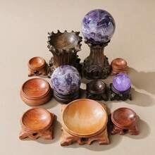 1pc Vintage Wooden Crystal Ball Display Stand - Durable & Fashionable Home Decor Glass Ball Holder - 1PC - View 1