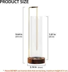 Euuztu Incense Holder Sticks, Anti-Ash Flying Incense With 30 Incense Sticks, Detachable Glass Ash Catcher (Wood, Brown) - 棕色發光 - 查看 3