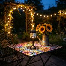 1pc LED Outdoor Yard Light, Solar Hollow Projection Table Lamp, Portable Solar Lamp Stand, Garden Decor Atmosphere Lighting, Halloween & Christmas Decoration Light - Colored Light - View 8