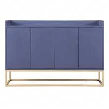 KatFash Sideboard, Sideboard Chest Of Drawers, Storage Cabinet With Metal Legs, Kitchen Furniture With 4 Doors And Adjustable Shelves, Kitchen Cabinet 120 X 30 X 80 Cm For Dining Room, Living Room (Blue) - Blue - View 3