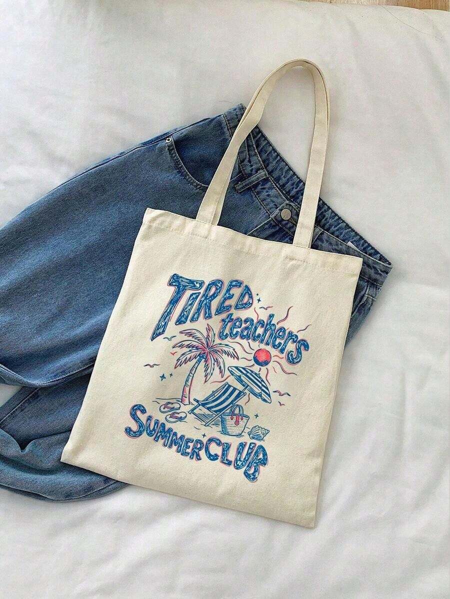 Free Shipping, Local Delivery In Mexico, Delivery In 4 Days. 1 Reusable Blue Bow-Shaped Handbag, Large-Capacity Foldable Casual Shopping Bag, Minimalist Bohemian Style Tote Bag Suitable For Work, Travel, Shopping, School, For Teens, College Girls, And Office Workers. - 米色 - 查看 1