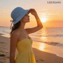 1pc Summer Sun Hats For Women, Outdoor UV Protection Hats,Hats For Women,Gorras Para Mujer,Beach Hat,Bucket Hat - Màu xanh bụi bặm - Xem 8