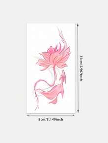 1 Tattoo Sticker - Ink-Blended Powder-Dyed Lotus And Carp Pattern In Traditional Chinese Style. New Type Of Vertical Tattoo Design For Temporary Tattoos. Made Of Washable PVC, Waterproof And Sweat-Resistant. Simulated Tattoo Design With No Reflective Effect. Suitable For Travel, Music Festivals, Games, Graduation Gifts And Daily Use. For 3-5 Days. - Multicolor - View 6