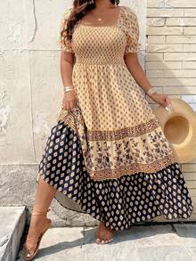 Plus Size - Plus Size - Women's Dress With Fitted Waist - Pale Yellow - View 5