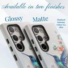 Envio em 24 horas da Alemanha. Capa para celular Apple 17 16e 15 com estampa floral de beija-flor, ideal para amantes de pássaros e com design de flores em tons pastel. 23 24 25 26 - textura fosca - Ver 4