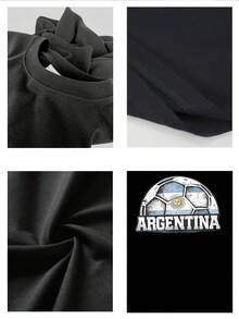 A Ball With The Argentine Flag And The Radiant Sun Symbolizing The Eternal Passion For Football And National Pride. A Comfortable, Casual White Men's T-Shirt, Ideal For Sports Fans And Urban Style Moments. - 黑色 - 查看 4