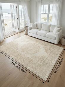 1pc Light Color Bohemian Style Living Room Rug, Suitable For Kitchen, Dining Room, Bedroom, Room Holiday Decor, Indoor/Outdoor, Office, Lobby, Anti-Slip Doormat, Bathroom Rug, Hallway, Study, Gaming Area - Apricot - View 7