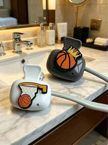 Basketball-Themed Toothbrush Cover, Travel Toothbrush Holder, Portable Toothbrush Head Protector Clip, Toothbrush Storage Clip, Toothbrush Protective Cover. Portable And Lightweight, The Toothbrush Holder Has Two Small Holes For Drainage. - Multicolor - View 5