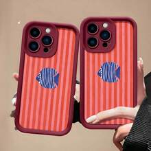 Peces de rayas azules con temática del océano rojofunda de teléfono Fundas compatibles con ,Apple,VIVO,OPPO,,, y Honor.Fabricadas en silicona TPU,ofrecen protección contra golpes y caídas.correa para celular - Burdeos - Ver 3