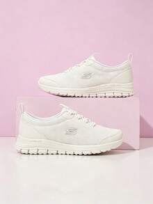 Skechers 女士休闲运动鞋，轻便缓震舒适耐穿，适合日常穿着和跑步，104510-OFWT - 乳白色 - 查看 3