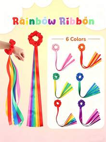 6/3/1 pezzo Nastro da danza arcobaleno, Bastone da danza elastico per lezioni di musica, Scrunchies colorati per capelli, Elastici per capelli, Accessorio da danza con nappa ritmica portatile, Nastro da danza ginnica, Bracciale da danza, Bracciale da danza portatile multicolore, Nastro da danza ginnica - multicolore - Visualizzare 10