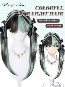 alicegarden 28 Inch Long Synthetic Straight Wig, Multi-Color Natural Style, With Bangs Design, Suitable For Daily Use, Natural And Realistic, Suitable For Women To Wear (Accessories Not Included) - Multicolor - View 1