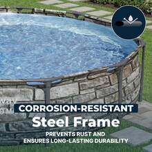 Steel Pro 10' X 30 Above Ground Pool, Round Metal Frame Outdoor Swimming Pool Set With Pump & Type I Cartridge, Gray - 12英尺 x 30英寸,石材 - 查看 7