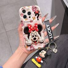 This Disney Mickey Mouse Lanyard Phone Case Is Fully Covered In TPU Material. It's Shockproof, Lightweight, And Compatible With IPhone17/16/11/13/15/15 Plus/15 Pro/15 Pro Max/12/14 Pro Max/11 Pro Max/12 Pro/12 Pro Max/13. This Phone Case Makes A Popular Birthday Gift Or Business Gift; It's Durable, Stain- And Fingerprint Resistant, And Suitable For Both Men And Women. The Set Also Includes A Mickey Mouse Phone Case And A Mickey Mouse Plush Bracelet. It's A Perfect Gift For Friends And Family. This Stylish Phone Case Is Fun, Lightweight, And Durable. IPhone17 Pro Max Phone Case, Minnie Mouse Phone Case. - trắng - Xem 2