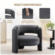 Silla de acento moderno barril cómodo de mediados del siglo - sillón de bucle tapizado con reposabrazos de apoyo - ideal para la sala de estar, dormitorio, oficina, apartamento - Gris Oscuro - Ver 4