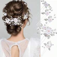 Yqq 5 Pieces Crystal Pearl Hair Pins For Women, Bridal Headpiece, Pearl Hairpins, Wedding Flower Hair Clips CrystalPearl Bridal Headpiece Hair Accessories 5 Pcs - 5 Pcs - 查看 8