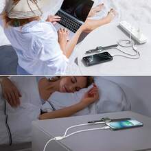 3合1 (磁吸充電 + Type-C + Lightning) 多功能充電線，智慧手錶磁吸充電器，無線充電墊，快速充電 & 高效率數據傳輸線，相容於 系列，17/16/15/14/13/12/11/XS/XR/8/7/6, , - 白色 - 查看 4