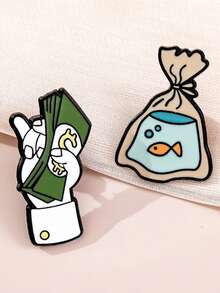 2枚时尚独特美元钞票胸针，趣味工作装配饰，百搭装饰衣服、包包、帽子 - 彩色 - 查看 5