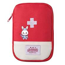 1個可愛兔子與白色十字圖案便攜式醫療包，方便緊湊的旅行藥袋，適用於緊急和日常使用，適合日常、戶外、運動、旅行、居家、辦公室、宿舍、露營、露營藥袋、緊湊急救包、夏季旅行海灘用品派對、運動健身急救包、戶外防疫小藥袋、出差收納袋、醫療急救緊急包 - 彩色 - 查看 8