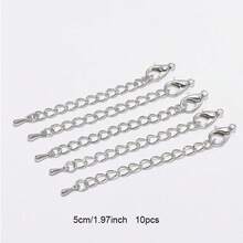 10 chiếc dây chuyền chống xỉn màu bạc 50/70mm có móc khóa hình con tôm, dây chuyền nối dài hình giọt nước dùng để làm vòng tay, vòng cổ, trang sức tự làm - Bạc - Xem 4
