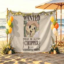 Miniso One Piece Tony Tony Chopper Tapestry, With "Wanted Poster" Print No-Hole Backdrop, Perfect For Parties, Camping, Home Decor, Scene Setup And Gathering Displays - 0 - View 2