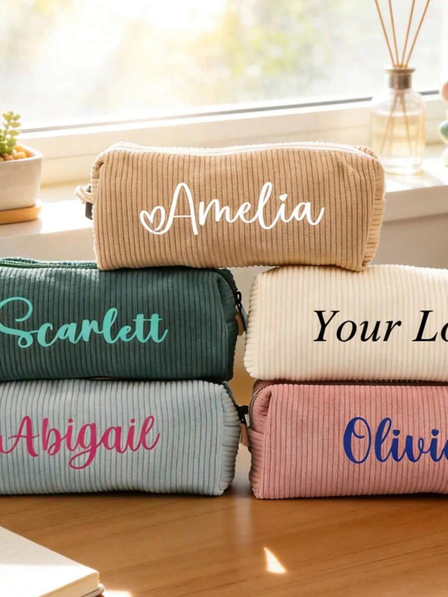 Custom Zipper Pencil Case, Personalized Name & Letter, Double Layer Storage Bag, Student & Teacher Birthday Gift, Large Capacity Stationery Bag, Back To School Gift - Multicolor - View 1