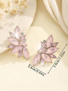 1 Pasang Anting-Anting Wanita Gaya Bohemian Paduan Logam Bertatahkan Berlian Imitasi, Modis, Serbaguna, Elegan, Mewah, dan Berukuran Besar - Baby Pink - View 2