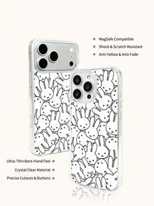 1 pièce Étui de téléphone transparent magnétique Miffy avec charge sans fil, cadeau de vacances, anti-dérapant, anti-chute, anti-empreintes digitales, compatible avec iPhone 17 17Air 17pro 17promax 11 12 13 14 15 16pro 16promax 14Plus 15Plus 16Plus 16pro 16promox XR - Transparent - Voir 7