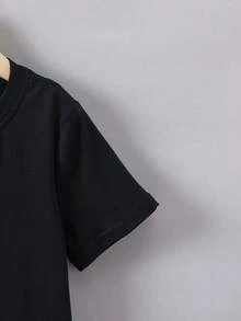 Camiseta de verano de manga corta para niño con estampado de "figura de número de bloque de dibujos animados" - Negro - Ver 4