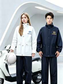 1 Set Jas Hujan Berkerudung Unisex Ukuran Besar, Jas Hujan Kasual Ringan Cocok untuk Mendaki, Jaket Anti Angin Luar Ruangan, Jas Hujan Tahan Air Tebal yang Dapat Dilepas Warna Hitam untuk Pengendara Sepeda Motor, Jas Hujan Reflektif Dewasa - Beraneka warna - View 7
