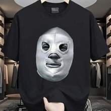 S-3XL Men's Wrestling Theme T-Shirt With Devil Dog Group Print, A194 Casual Summer T-Shirt, Crew Neck - 卡其色 - 查看 11