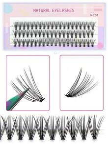 anlinnet High-Quality Natural Soft 20D False Eyelashes 3 Rows (60 Clusters) Thick Sexy Charming For Daily Commute Casual Festival Party Use - C - View 4