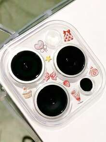 1 Piece Of Sweet Style Pink And Red Color Bowknot Apple Cake Cat Paw Lens Film Sticker. The Sticker Features A Variety Of Elements Including Stars, Bowknot, Cakes, Hearts, Umbrellas, Etc., Suitable For Various Phone Cases, Earphone Cases, And Nail Art Decoration Stickers. It Can Be Freely Customized And Is Always A Beautiful Sticker. - Multicolor - View 4