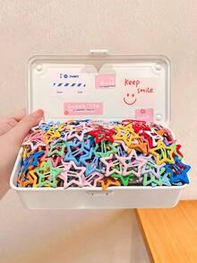 10/20/40/80pcs/Set Macaron Color Star Hollow Hair Clips Combo, Featuring Star, Hollow, Waterdrop And Other Shapes In Pink, Purple, Blue, Green, Yellow Macaron Colors, Cute And Versatile, Suitable For Daily, Vacation, School, Graduation, Date For Girls And Women, Random Color,Hair Claws - Multicolor - View 3