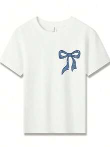 Camiseta de manga corta para niños American Honey con estampado de dibujos animados del 4 de julio, 180g, suave, cómoda y transpirable, adecuada para todas las estaciones, perfecta para niños y niñas para el uso diario, la escuela y ropa deportiva informal.Una camiseta de cuello redondo ideal para fiestas navideñas, reuniones, actividades al aire libre y viajes. - Bronce - Ver 2