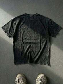 Camiseta gráfica con collage de logotipo de carreras, camiseta con efecto lavado ácido, unisex, para parejas, estilo boyfriend, Rich Re Double R Text, estampado de estrellas Lucky 777, ropa urbana Y2K, Hypebeasts, camisetas gráficas de algodón desgastado, camiseta oversize para hombre, ropa de verano, ropa de invierno para hombre, camisetas para hombre, ropa de hombre, camiseta gráfica, ropa de verano, tops de verano, ropa de Pascua, ropa de primavera, camisetas, conjuntos de verano para mujer, ropa de verano para hombre. OGU9 - Negro - Ver 3
