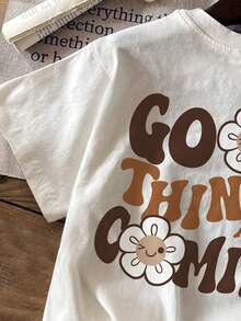 Western Style Athletic Print Short Sleeve Casual Top - White - View 5
