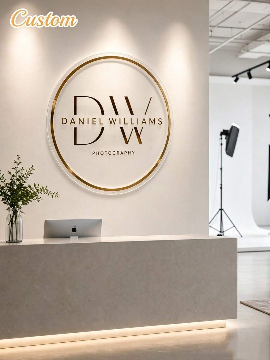 Biển hiệu trang trí quầy lễ tân 3D hai lớp bằng acrylic cắt laser theo yêu cầu | Biển hiệu tiệm làm tóc hiện đại cá nhân hóa, phù hợp cho văn phòng thương mại, studio làm móng hoặc trang trí mặt tiền cửa hàng. - Nhiều màu - Xem 1