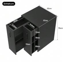 Bookshelf With Casters – Mobile Sideboard With Pull-Out Side Drawer, Large Casters, Edge Protection, Reversible Left/Right Configuration – Storage Furniture For The Desk, Bedside Table, Bathroom - 黑色 - 查看 2