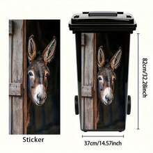 1pc Donkey Peeking Barn Door Trash Can Sticker - Self-Adhesive Farmhouse Decor, Curious Eyes, Removable PVC Window Decor, Suitable For Plastic Bins, Sheds, Living Room, Bathroom - Rustic Home Decor, Donkey Themed Decoration - A - View 11