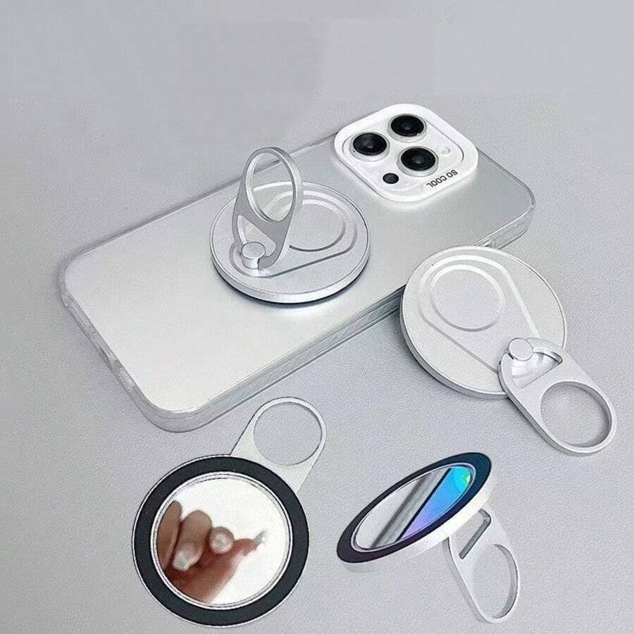 1 pieza Soporte Magnético, Diseño de Dos Etapas, Ultra Ligero & Delgado, Fuerza Magnética Fuerte, Rotación 360°, Plegable, Adecuado para Varias Ocasiones, Soporte de Anillo Plegable para Teléfono, Diseño de Escritorio Creativo