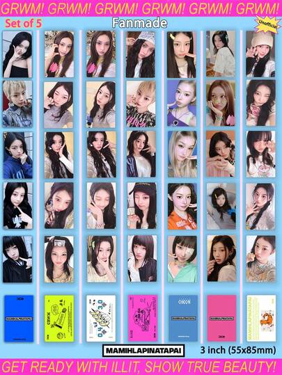 5pcs ILL-IT CARD, MAMIHLAPINATAPAI CARD, Its Me CARD, GRWM, Free Fider Stickers, Wonhee, Iroha, Yunah, Moka, Minju Stickers, K-Pop Fans Merch Goods, Collectible Cards, Blue & White Cards, Can Be Stored In Card Sleeves, Birthday Gift, Party Favors