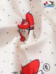 Sanrio Women's Pajama Set, Hello Kitty Short Sleeve Pocket Top And Bow Shorts Casual Loungewear Set - Apricot - View 8