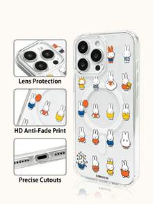 Miniso Miffy 透明膠帶無線磁吸充電手機殼 超薄夏季時尚手機殼 節日禮物手機殼 防滑防摔防指紋手機殼 適用於 IPhone17 17Air 17pro 17promax 11 12 13 14 15 16pro 16promax 14Plus 15Plus 16Plus 16pro 16promox XR - 透明3 - 查看 3