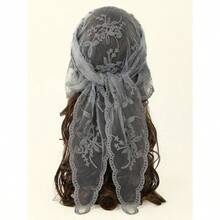 1pc Women's Solid Color Elegant Lace Floral Headscarf, Luxury Bohemian Hijab/Shawl, Suitable For Daily Wear, Weddings, Churches, Formal Events, Summer Beach Vacation,Accessories,Holiday - Multicolor - View 7